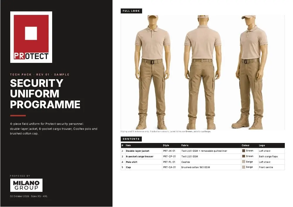 Protect security uniform programme cover and full-look page